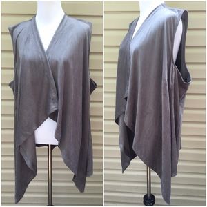 Cynthia Rowley ! Draped Faux Suede Open Front Vest